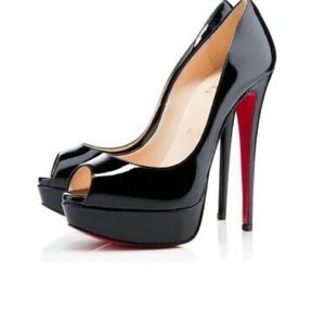 Christian Louboutin Lady Peep Patent Calf Platform Pumps